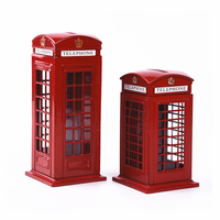 Tirelire en métal en forme de cabine téléphonique rouge de style londonien