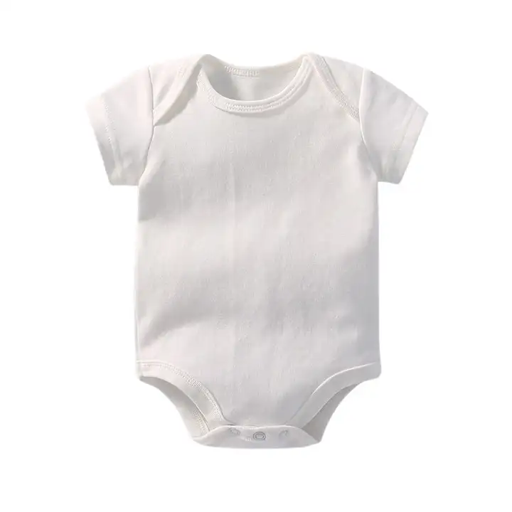 Baju Monyet Bayi Perempuan 100% Katun Polos Putih Baju Monyet Bayi 2022 Baju Monyet Bayi Perempuan Lengan Pendek Grosir