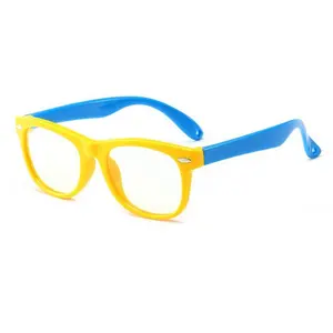 经典橡胶框蓝色光块电脑儿童可爱眼镜