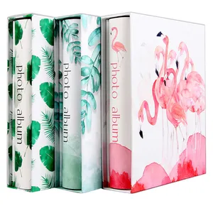 25*21cm 50 Sheets Double Sided Pages Self Adhesive Flamingo Photo Album Plastic Sheets Baby Large Photo Album 4.5 x6