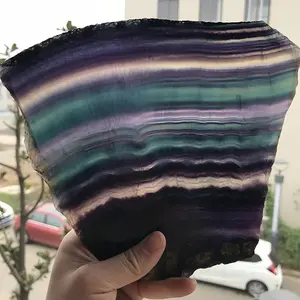 Commercio all'ingrosso Bella Naturale Colorato Arcobaleno Fluorite Fetta di Pietra Fluorite Cristalli