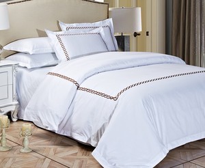 <span class=keywords><strong>Funda</strong></span> de edredón de algodón con bordado blanco para hotel - Product Image 5