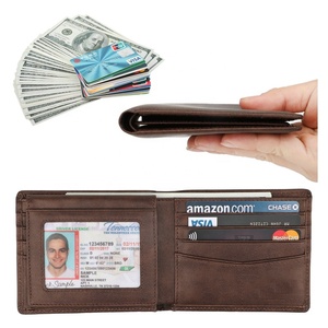 Tasca frontale breve portafoglio per gli uomini, clip dei soldi del cuoio bi fold wallet - Product Image 2