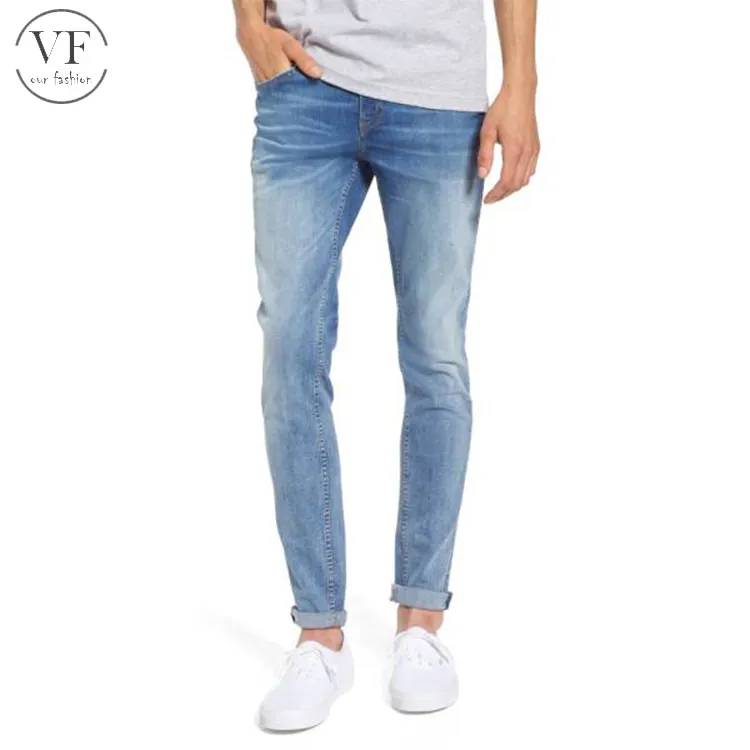 wholesale mans clothes mens 100 cotton denim back pocket design skinny ripped jeans