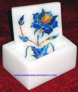 Boîte à carreaux verte, incrustation de marbre - Product Image 1