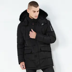 Casaco de inverno com capuz para homens, quente russo