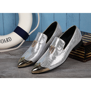 NA040 — chaussures de luxe en cuir véritable <span class=keywords><strong>pour</strong></span> <span class=keywords><strong>homme</strong></span>, souliers formels à bout pointu, brillantes et argentées, <span class=keywords><strong>pour</strong></span> mariage, nouvelle collection italienne - Product Image 1