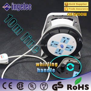 Câble d'alimentation <span class=keywords><strong>enroulable</strong></span> automatique de 10 m, prise industrielle britannique, enrouleur de câble avec prise multifonction 4 prises - Product Image 6