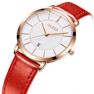 Relojes <span class=keywords><strong>Olevs</strong></span> <span class=keywords><strong>Marca</strong></span> 5869 para Hombre, Reloj de Cuarzo Impermeable con Correa de Cuero, Reloj de Pulsera con Calendario y Fecha, Reloj de Pareja - Product Image 6
