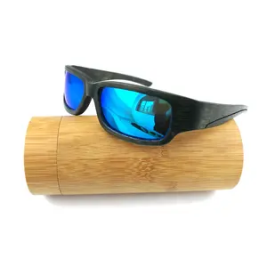 Kacamata hitam bambu olahraga logo kustom