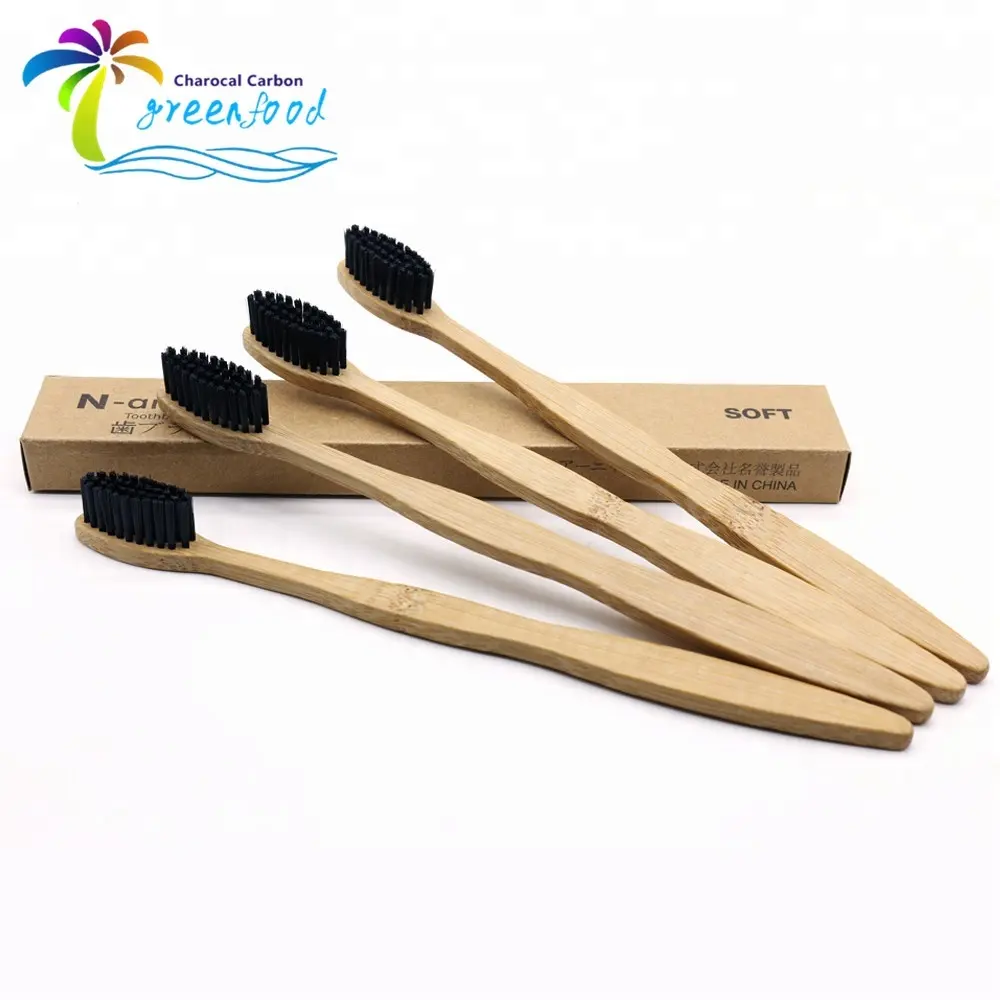 बांस की लकड़ी का कोयला में बाल खड़े टूथब्रश थोक चीन