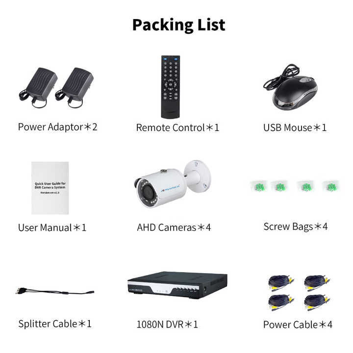 Shop cctv equipment list Outlet Online Professional 4 Channel Ahd Dvr Kit Complete Cctv System for Installation