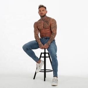 <span class=keywords><strong>Jeans</strong></span> da <span class=keywords><strong>Uomo</strong></span> Gingtto Personalizzati, Blu Lavato, Taglio Dritto, Vita Media, Comodi, <span class=keywords><strong>Elasticizzati</strong></span>, Skinny - Product Image 2
