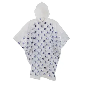 Poncho de pluie PE jetable imprimé logo imperméable personnalisé en petite quantité