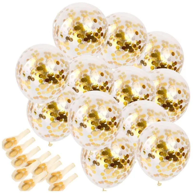Balon konfeti emas 12 inci balon dekorasi pesta pernikahan diisi dengan konfeti