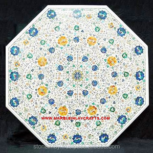 White Marble Table Lovely Handcrafted Top - Product Image 1