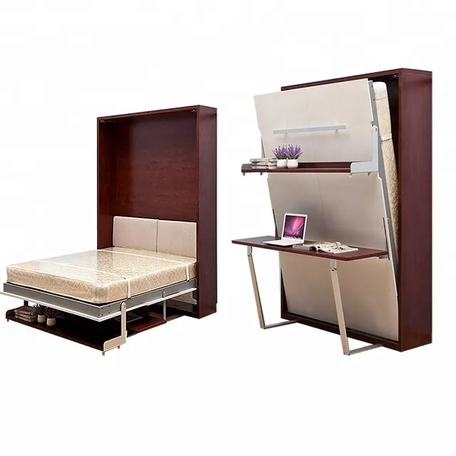 Оптовая продажа, экономящая пространство настенная кровать с рабочим столом, подъемная кровать из МДФ