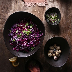 Vajilla Negra, Tazón Grande de Cerámica Japonesa para Sopa / Tazones para Mezclar Ensaladas para Restaurante - Product Image 2