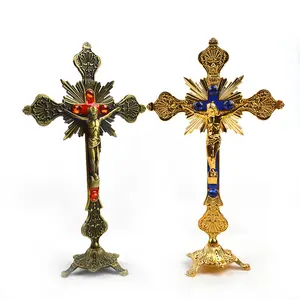 家庭礼拜堂装饰金属大型站立十字架十字架宗教礼物耶稣基督十字架雕像