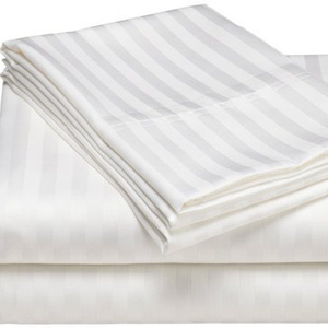 Tissu de drap de lit à rayures blanc 100 coton 250TC 1-2cm pour linge de lit d'hôtel