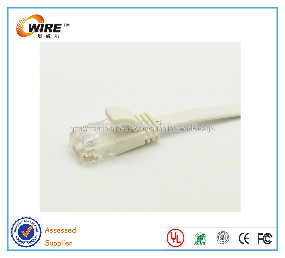 Fluke Test approuvé 24AWG RJ45 Ethernet Cat6 Patch Cable plat