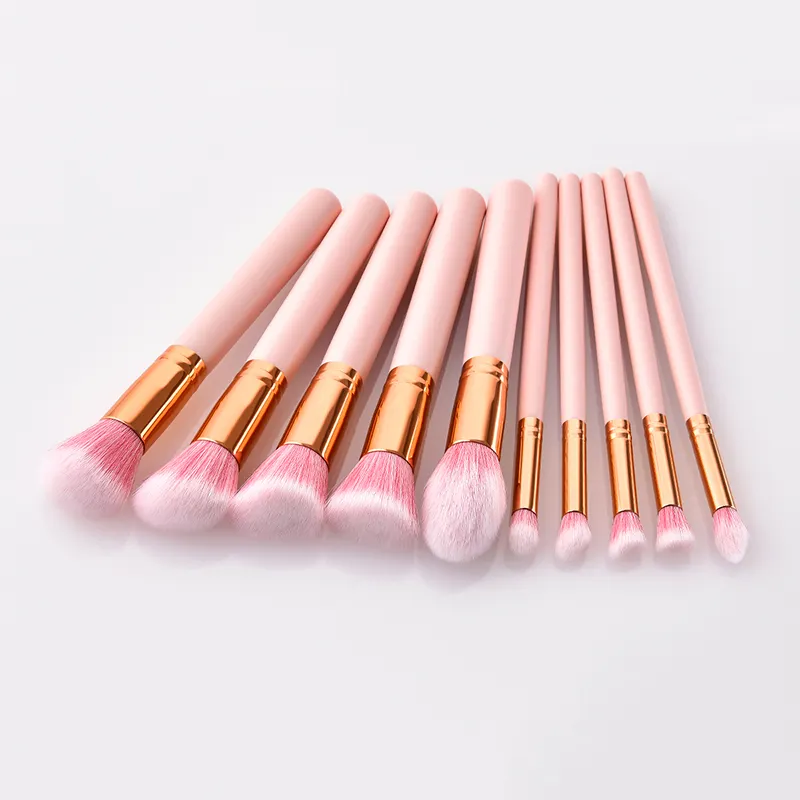 10 Piece Nhãn Hiệu Riêng Trang Điểm Bàn Chải Tùy Chỉnh In Mỹ Phẩm Brush Set