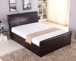 Moderne Schlafzimmer möbel Gepolsterte Aufbewahrung Kunstleder Holz Doppelbett Designs mit Box Schublade