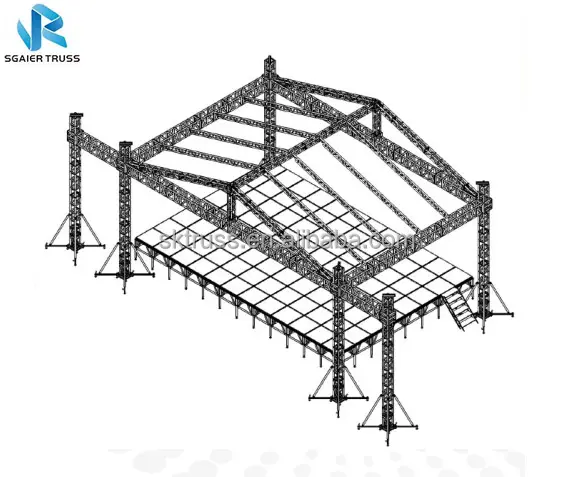 Outdoor event party pyramid roof truss system with wings for LED screen