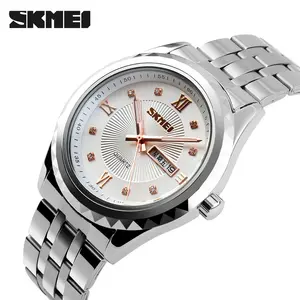 Skmei 9100 brand 3atm waterproof business men quartz wristwatch stainless steel band watch