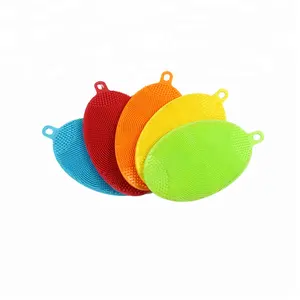 BPA Libero Multifunzionale Del Silicone Piatto Spugna Spazzola di Lavaggio Scrubber Per La Pulizia Ciotola