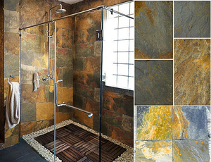 Azulejos de piedra para suelo de pizarra Natural oxidada, azulejos de pared cortados a tamaño antácido CN; RS0002 HUB, carpa dividida 600x60 0mm/300x600mm - Product Image 6