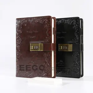  Recycled Customized PU Leather Diary Book Custom Business PU Notebook with lock