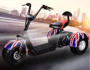 Yeni stil citycoco elektrikli scooter/20ah 1500 W 3 tekerlekli scooter ile maksimum hız 65 km/saat