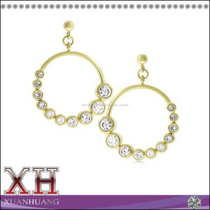 Baisse ton or bijoux avec CZ boucles d'oreilles grand cercle Cicle de boucle d'oreille en argent - Product Image 1