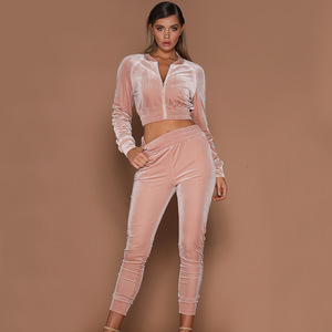 Pink velvet jogger set Clearance