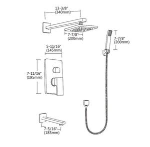 Salle de bain carrée Chrome Moderne Contemporain Céramique Poli CUPC Luxe <span class=keywords><strong>Douche</strong></span> Mitigeur Système Montage Mural <span class=keywords><strong>Baignoire</strong></span> <span class=keywords><strong>Douche</strong></span> Robinet Ensemble - Product Image 3