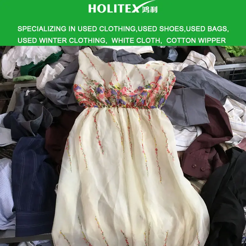 wholesale used clothing bales UK style second hand clothes ladies silk dress for sale