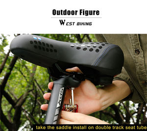 Sillín de bicicleta <span class=keywords><strong>MTB</strong></span>, cómodo sillín de bicicleta de cuero con luz trasera, diseño grueso y más ancho para ciclismo hueco - Product Image 5