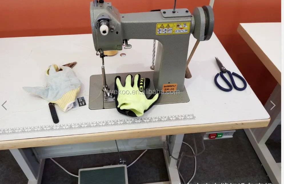 Máquina de coser de guantes de cuero de Palma reforzada de color verde