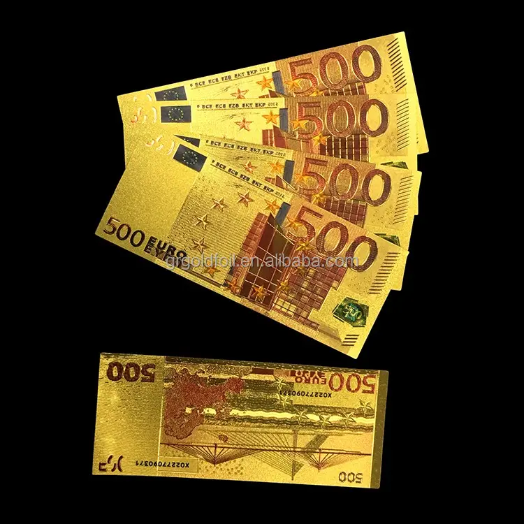 Can customized thickness elegant 24k gold foil banknotes euro 500 bil currency