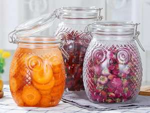 Contenitore per vasetti per alimenti in <span class=keywords><strong>vetro</strong></span> a tenuta stagna a forma di gufo da 1000ml,1400ml,2000ml <span class=keywords><strong>con</strong></span> coperchio ermetico e <span class=keywords><strong>guarnizione</strong></span> in silicone - Product Image 4