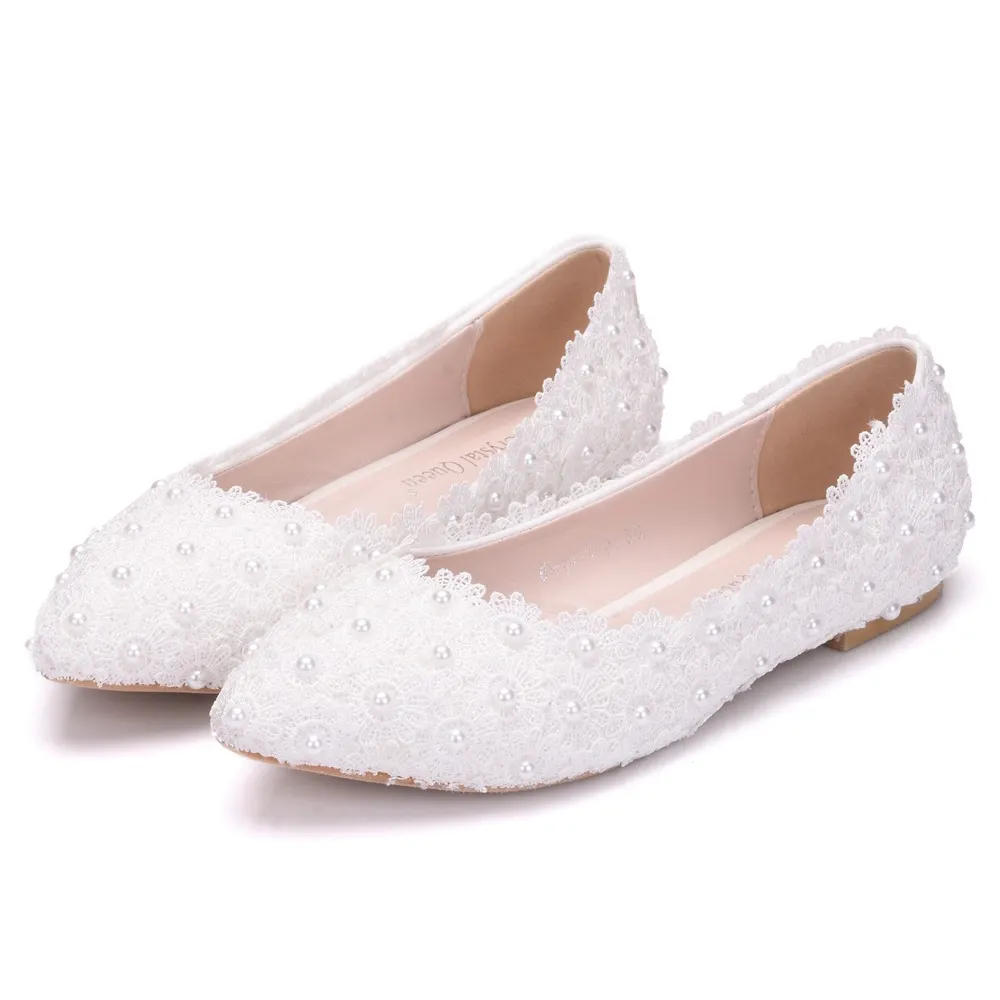 Hot styles online hot sale elegant bead decorate flats women's wedding dress shoes