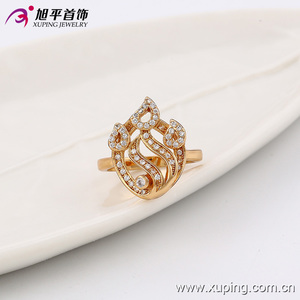 13640 Xuping 18K color oro original anillo lleno de micro estrás blancos en forma de flamas de fuego para mujer - Product Image 5