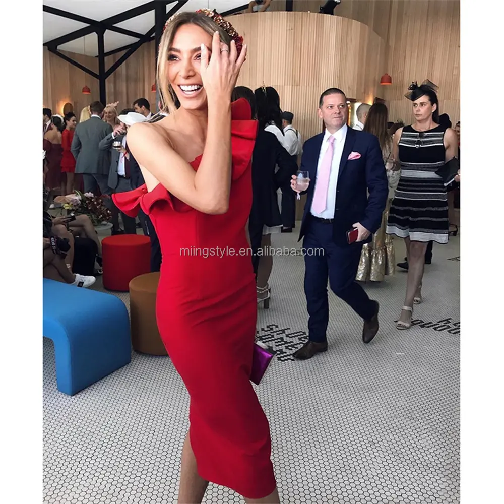 new style cheap bandage fashion elegant evening dresses women Rugged One Shoulder Tight Formal Occasion Party Cocktail Dress