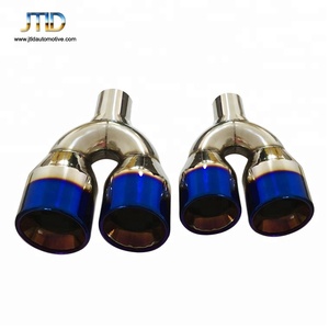 Embout d'échappement universel double 3 "à double paroi et angle décalé avec flamme bleue - Product Image 5