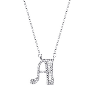 Collar con colgante de plata de ley 925 con alfabeto y nombre de familia para mujer - Product Image 4