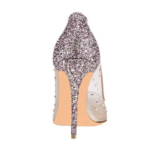 <span class=keywords><strong>Scarpe</strong></span> da sposa con tacco a spillo di grandi dimensioni con strass glitterato in Mesh trasparente <span class=keywords><strong>scarpe</strong></span> pump da <span class=keywords><strong>donna</strong></span> - Product Image 6