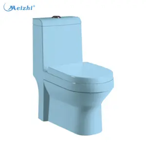 Sıhhi tesisat banyo oturma wc mavi renk tuvalet