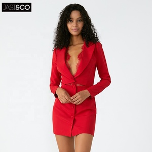 Fábrica <span class=keywords><strong>de</strong></span> ropa más escote caliente abierta <span class=keywords><strong>de</strong></span> mama noche Sexy vestido rojo - Product Image 6