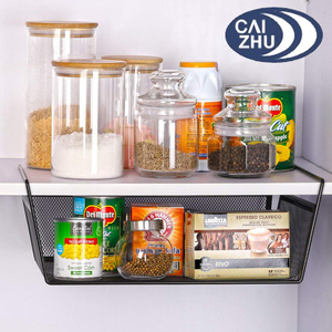 Under <strong>Shelf</strong> <strong>Basket</strong> 2-Pack Under Cabinet Hanging Storage Wire <strong>Basket</strong> Organizer Dish Spice Kitchen Storage Rack - Product Image 3